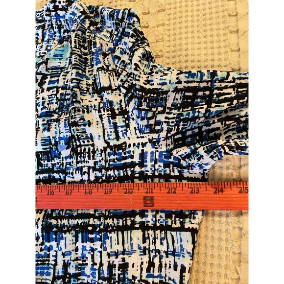 Croft & Barrow Blouse  Plus Size ? 1X or 2X Blue Black Pattern Casual  Top - Picture 9 of 10